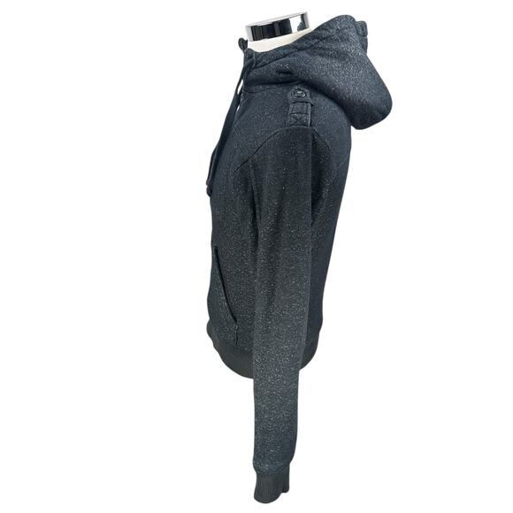 Vintage Fox Sasquatch Sherpa Lined Hoodie Mens Small Gray Speckled Full Zip Y2K - Picture 4 of 12